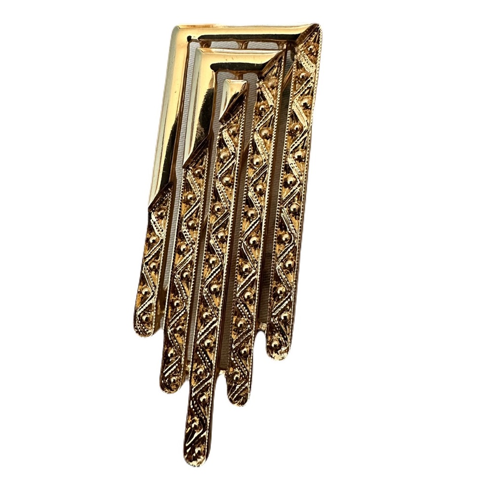 Vintage Monet Geometric Brooch Gold tone